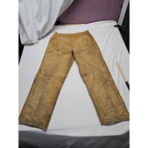Saftbak Brown Mens Vtg‎ Hunting Water Pants Made Usa Pockets Thrash Sz 36x30